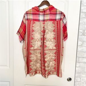 Johnny Was 3J WORKSHOP Embroidered Short Sleeve Kai Scarf Back Tunic large